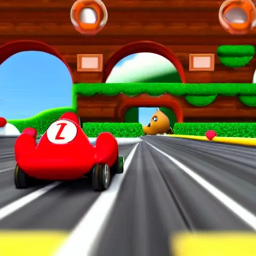 Image similar to capybara driving porsche in mario kart