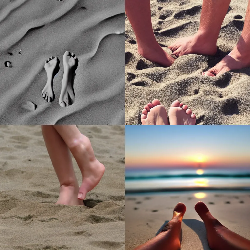 Image similar to Real photo of human feet on the beach without toes, no toes, missing toes, 0 toes