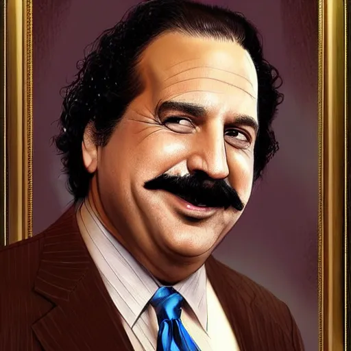 Image similar to A combination of Ron Jeremy's and Donald Trump's and Joe Biden's faces as President of Unites States of America, USA, western, D&D, fantasy, intricate, elegant, highly detailed, digital painting, artstation, concept art, matte, sharp focus, illustration, art by Artgerm and Greg Rutkowski and Alphonse Mucha