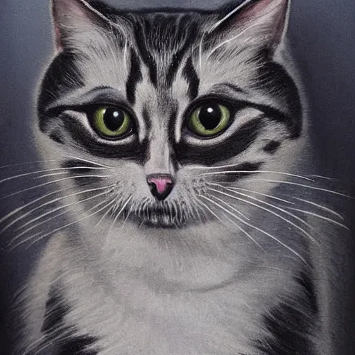 Image similar to cat, macbre stlye, horror core, realism, by fenton joe