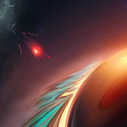 Prompt: intense space ship battle in the ring of Saturn, hyperdetailed, artstation, cgsociety, 8k