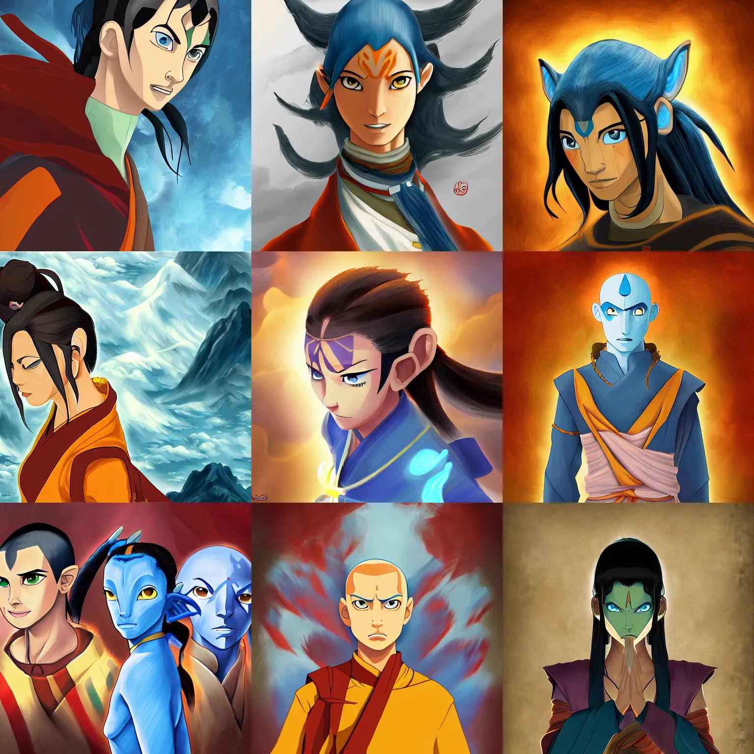 Prompt: Avatar: the last air-bender, highly detailed, sharp focus, digital painting