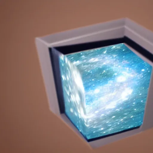 Prompt: universe contained inside a glass cube