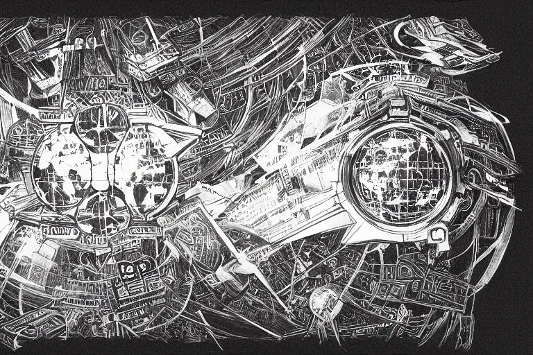 Image similar to intricate and dramatic sketch of a block diagram, showing that a small secret group is responsible for making all major decisions in world politics, evil, insidious, hyperdetailed, 80mm lens, by Greg Rutkowski and guweiz, white and red ink sketch on black paper