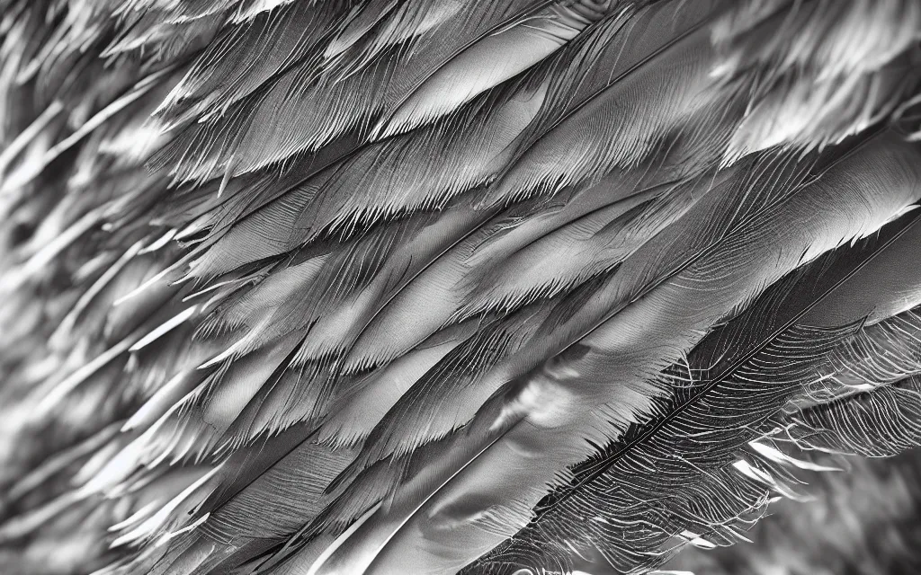 Image similar to close up of feathers, high contrast cinematic lighting, ambient occlusion render, duotone, detailed