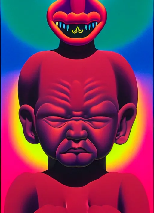 Image similar to devil sculpture by shusei nagaoka, kaws, david rudnick, airbrush on canvas, pastell colours, cell shaded, 8 k