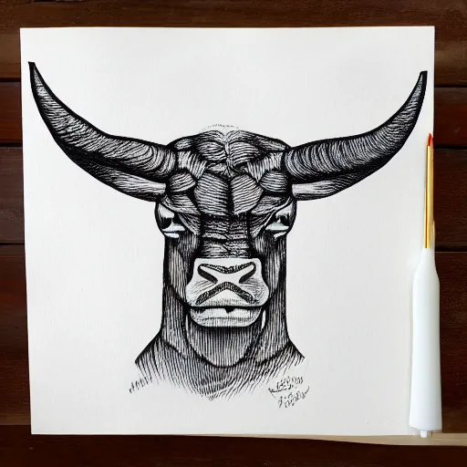 Image similar to a crosshatch minotaur.