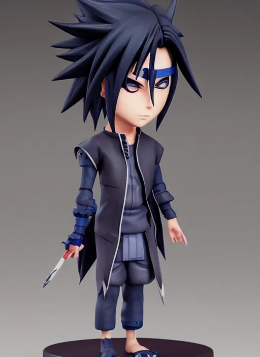 Image similar to chibi uchiha sasuke anime figurine, electricity, art by gerald brom, greg rutkowski and artgerm and james jean and zdzisław beksinski, unreal engine, studio lighting