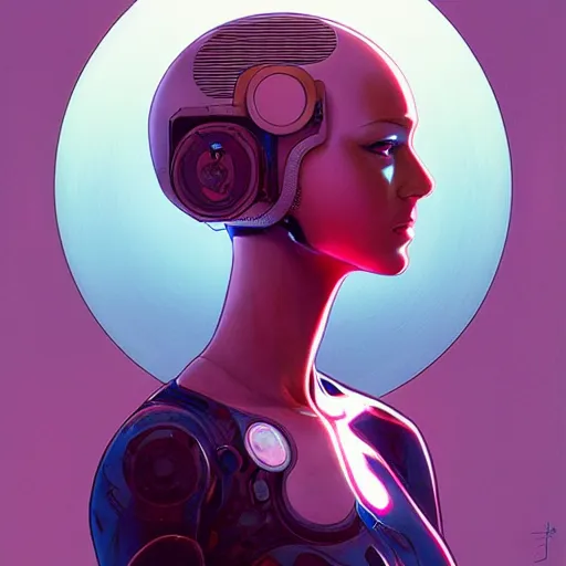 Image similar to portrait of female android by james jean