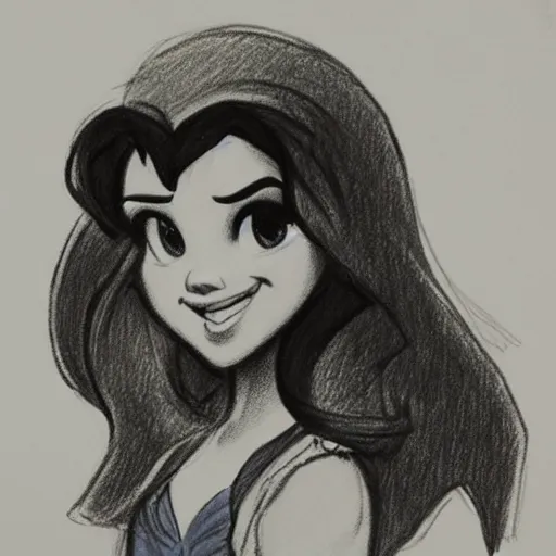 Image similar to milt kahl pencil sketch of chloe grace moretz in disney snow white