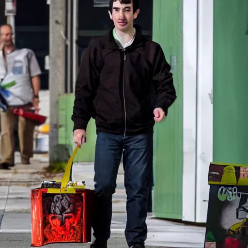 Image similar to nathan fielder walking around hell!!!!!! with a clipboard painted by lorenzo de'medici