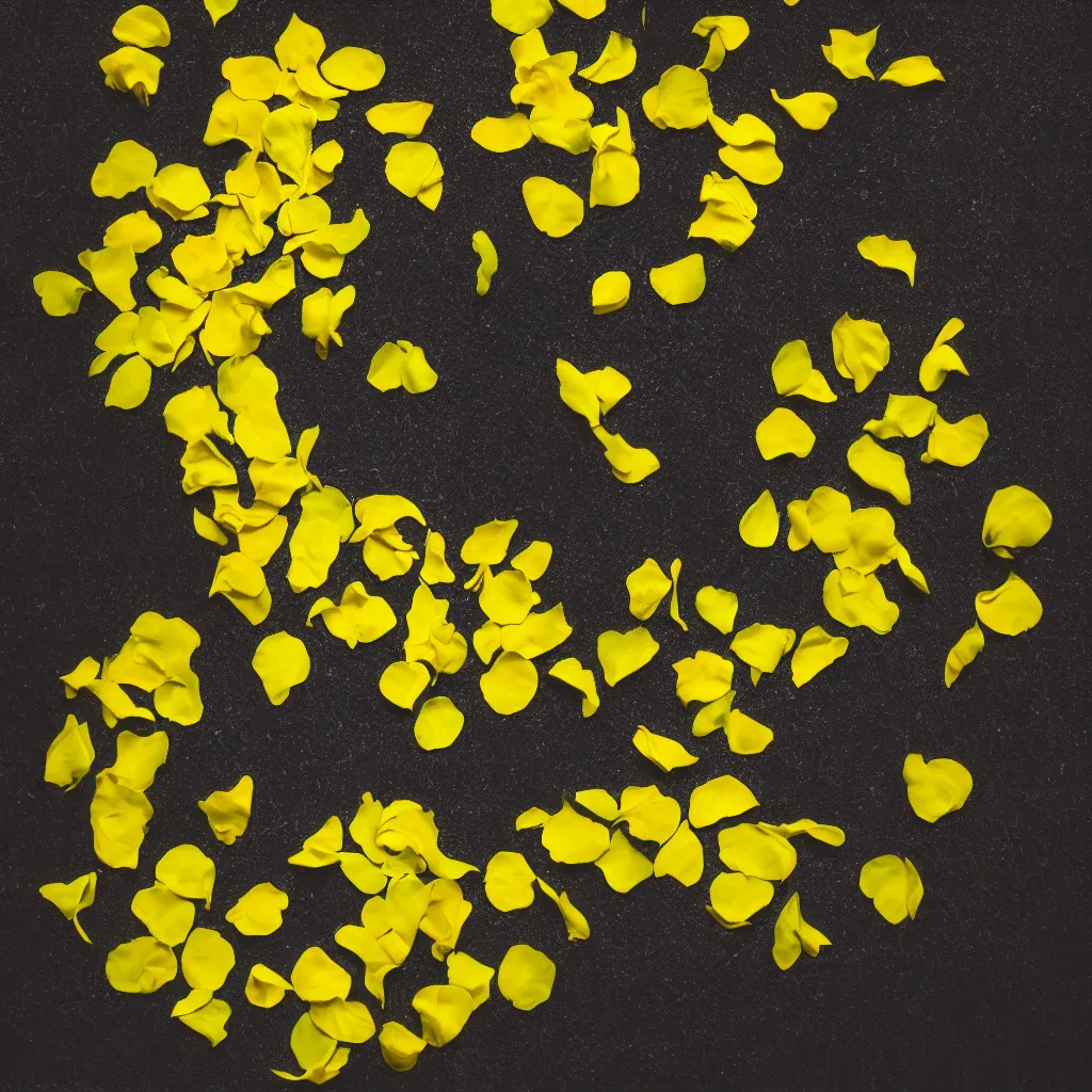 Prompt: a yellow chaleidoscope of flower petals