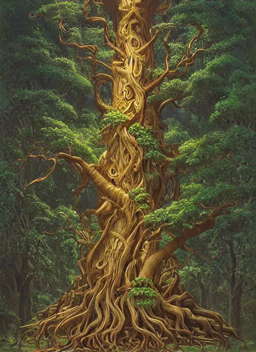 Prompt: ayahuma tree looking like an ent, art by christophe vacher