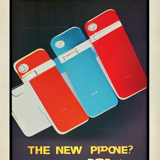 Image similar to the new iphone, 6 0's style advertisement
