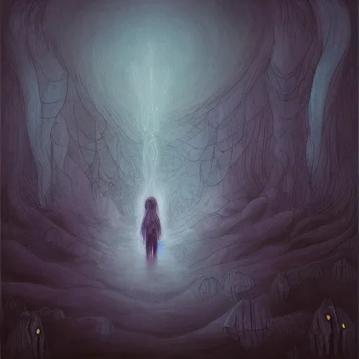 Image similar to dissociation, derealization, disconnection, fantasy illustration, detailed, abstract, amorphous, misty and eerie