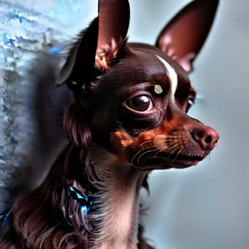 Image similar to a dark brown chihuahua, epic, realistic, hyper detailed