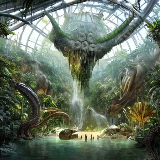 Image similar to epic, ultra detailed, hyper - real alien jungle by greg rutkowski and salvador dali inside salvador dali biodome, inspired by the movie matrix