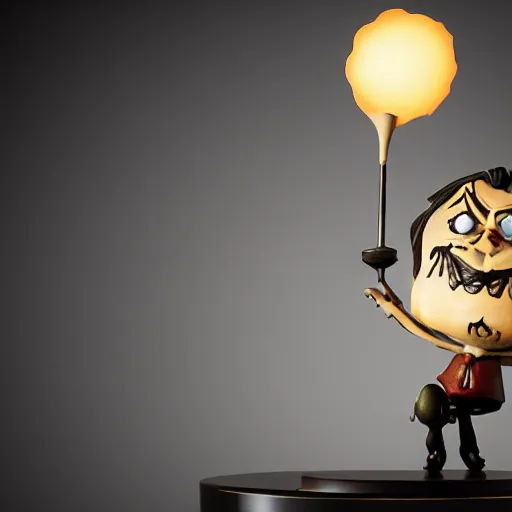 Image similar to don't starve wilson toy statue, sensual, cinematic, studio light, 8 k