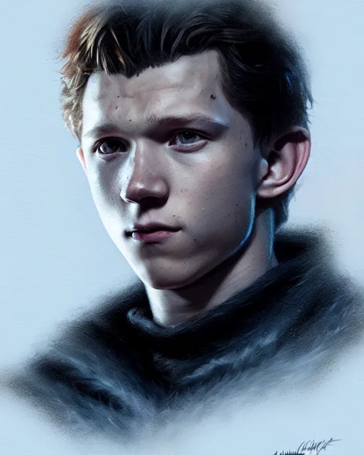 Prompt: tom holland in the nights watch | | realistic shaded, fine details, realistic shaded lighting painting by greg rutkowski, diego gisbert llorens, magali villeneuve, artgerm, jeremy lipkin, michael garmash, rob rey