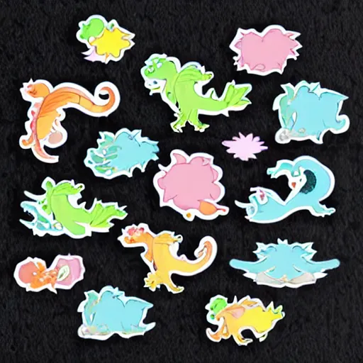Prompt: cute dragon stickers