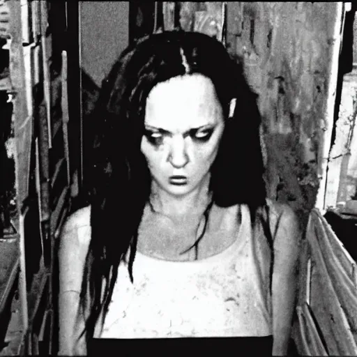 Prompt: Samara Morgan in the backrooms. Liminal. VHS found footage. Shaky, grainy.
