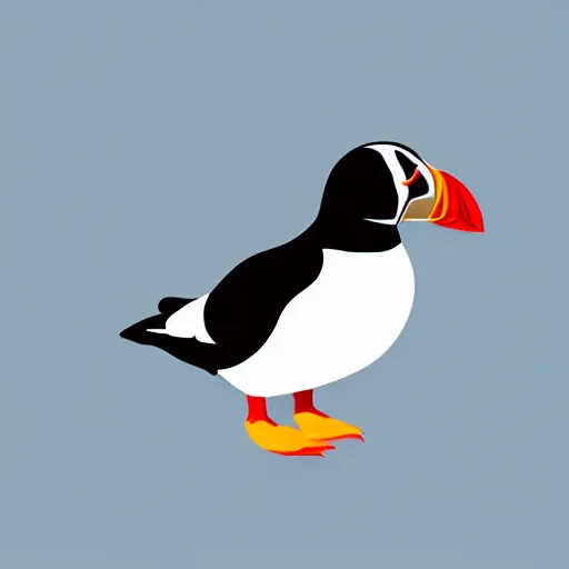 Image similar to flat single tone black vector silhouette of a puffin, pure white background, 4 k resolution