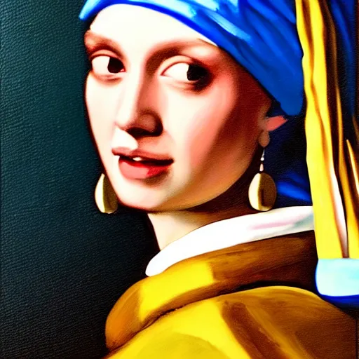 Image similar to painting of Henry Cavill posed in the style of ‘Johannes Vermeer girl with a pearl earring’, hyperrealistic, moody lighting, golden hour