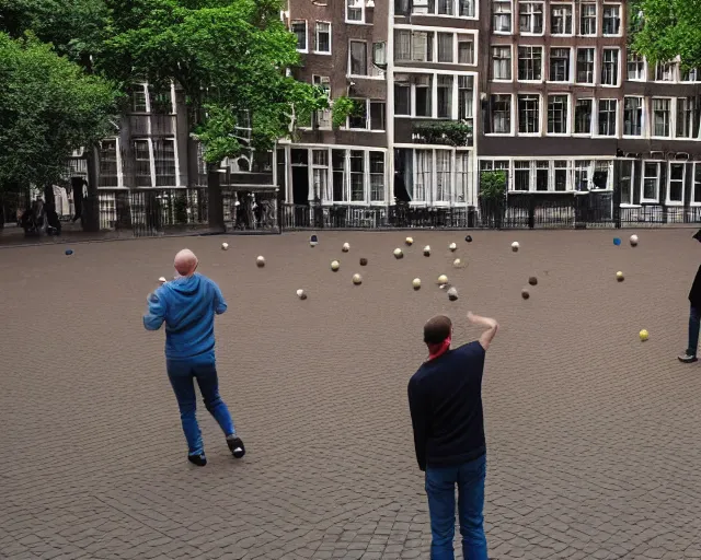 Image similar to playing petanque next to prinsengracht, intricate detail, beautiful aesthetic, cinematic still 8 k