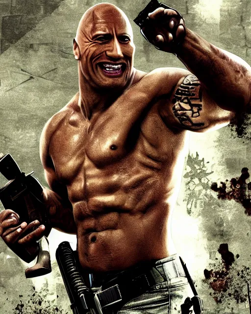 Image similar to close - up shot of dwayne johnson as the tank in the game left 4 dead. xbox 3 6 0 graphics