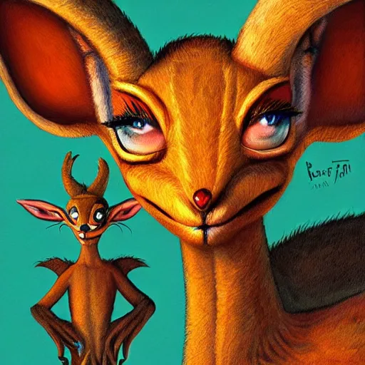 Image similar to a dik dik monster in a shed colorful, digital art, fantasy, magic, trending on artstation, ultra detailed, professional illustration by Basil Gogos