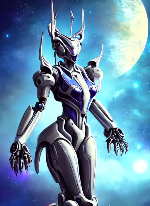 Image similar to cinematic goddess shot, cosmic sized perfectly proportioned stunning beautiful hot anthropomorphic robot mecha female dragon, in space, nebula sized, larger than galaxies, galaxy floating in palm, sleek silver armor, epic proportions, epic size, epic scale, digital art, furry art, macro art, dragon art, giantess art, warframe fanart, furaffinity, deviantart