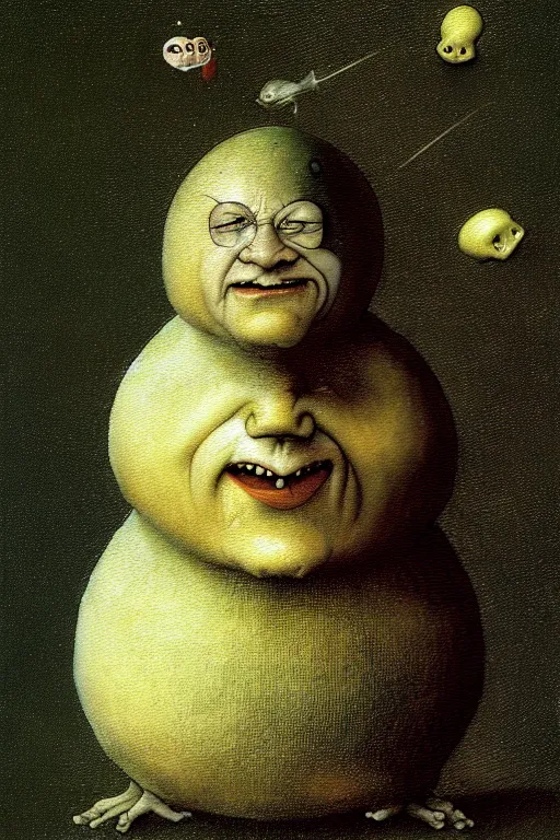 Image similar to hieronymus bosch, brian froud, painting of humpty dumpty