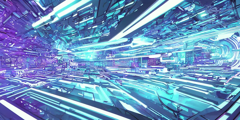 Image similar to the view inside a digital tron like bittorrent digital world, by random artist