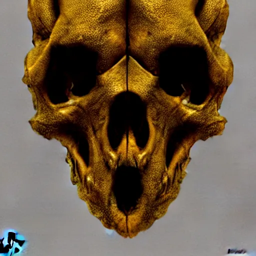 Image similar to golden lizard skull symbol, very detailed, 4 k, by greg rutkowski