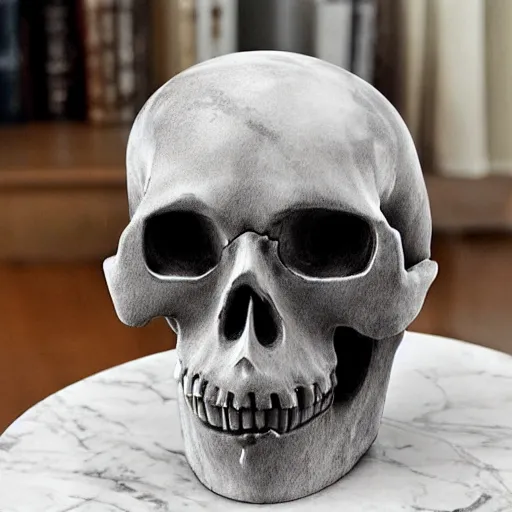 Image similar to skull statue made out of marble and lightning