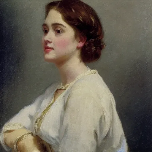 Prompt: photo of young woman by arthur john elsley