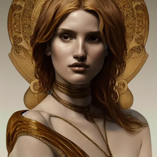 Image similar to full figure ultra realistic illustration, bella thorne as marble statue, intricate, elegant, highly detailed, digital painting, artstation, concept art, smooth, sharp focus, illustration, art by artgerm and greg rutkowski and alphonse mucha