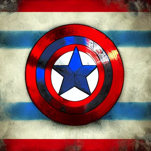 Image similar to captain america with the colors of spanish flag, digital art