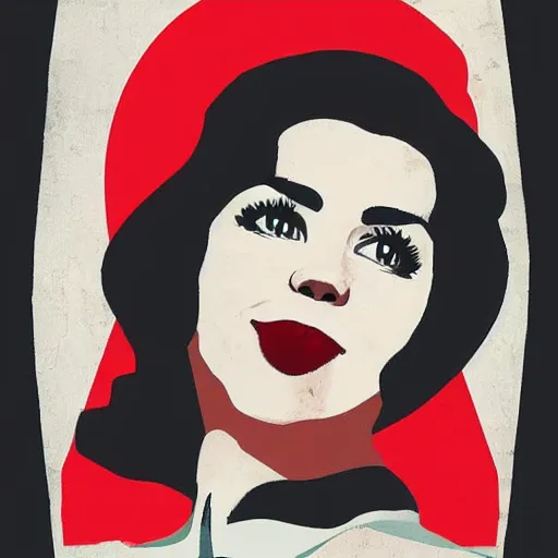 Image similar to marina and the diamonds as a soviet union communist propaganda poster