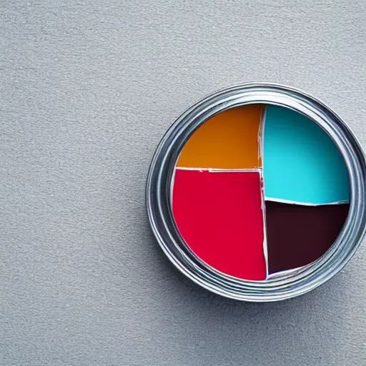 Image similar to can of paint, minimal, modern, solid colors, mix
