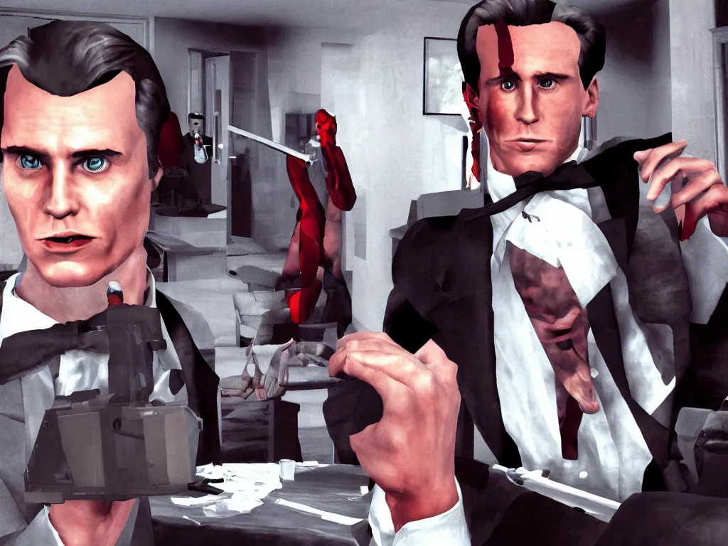 Image similar to American Psycho as a PS1 third person game