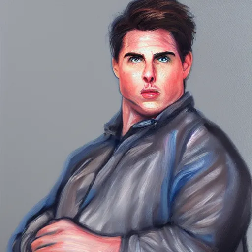 Image similar to overweight Tom Cruise,portrait painting, trending on artstation