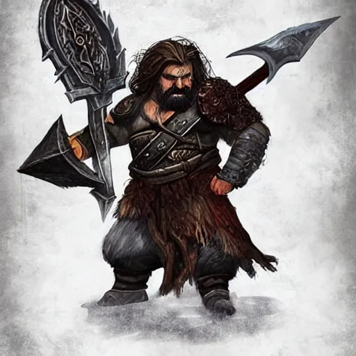 Image similar to fierce bearded dwarf, warrior, huge doubleaxe, scary, long hair, DnD art, epic fantasy style art, fantasy epic digital art, epic fantasy art, hearthstone style art