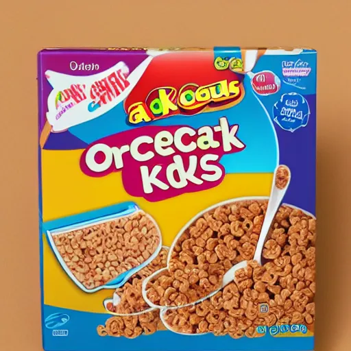 Prompt: a pack of cereal for kids, product photo,