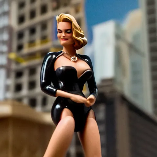 Image similar to Margot Robbie in the Wolf of Wallstreet mini figure, high detail photograph, 35mm