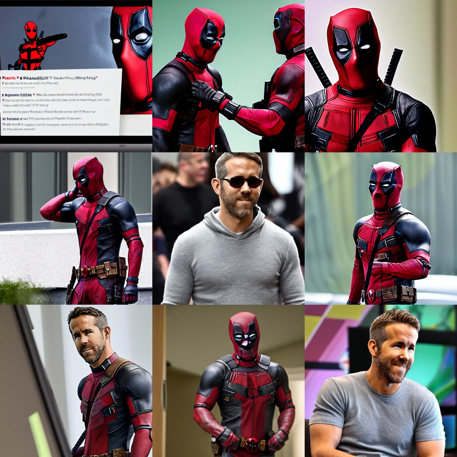 Prompt: ryan reynolds as deadpool browsing discord, photograph