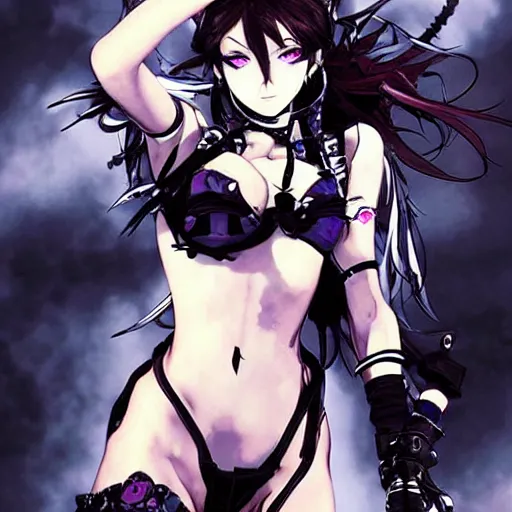 Image similar to ☠🦢 ☢ beautiful monster girl, yoji shinkawa