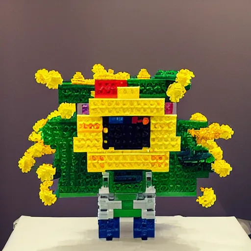 Image similar to a floral arrangement made of legos