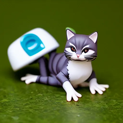 Prompt: nendoroid of cat as a frog, product photo