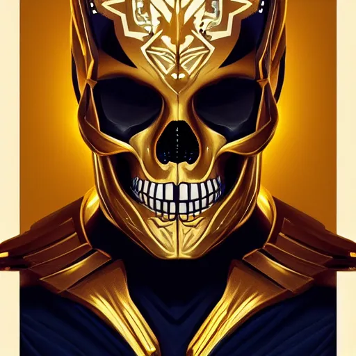 Prompt: symmetry!! portrait of a golden! skull trooper from fortnite, intricate, elegant, highly detailed, digital painting, artstation, concept art, smooth, sharp focus, illustration, art by artgerm and greg rutkowski and alphonse mucha